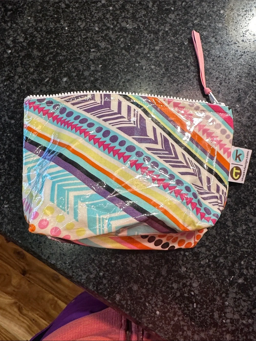 KT Design Cosmetic Bag Molly Waterproof Pink Blue Size 9”